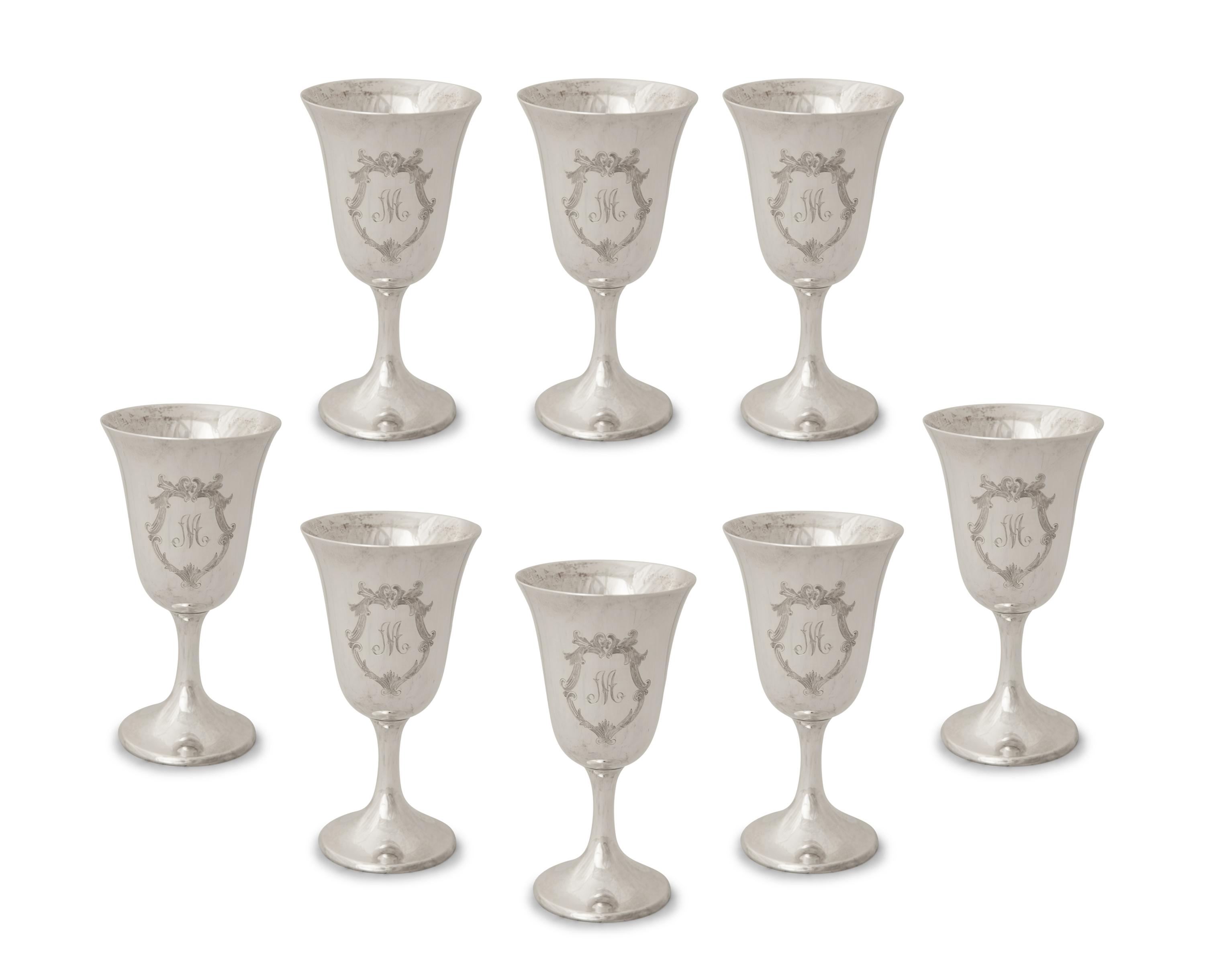 A Set of Eight American Silver Goblets