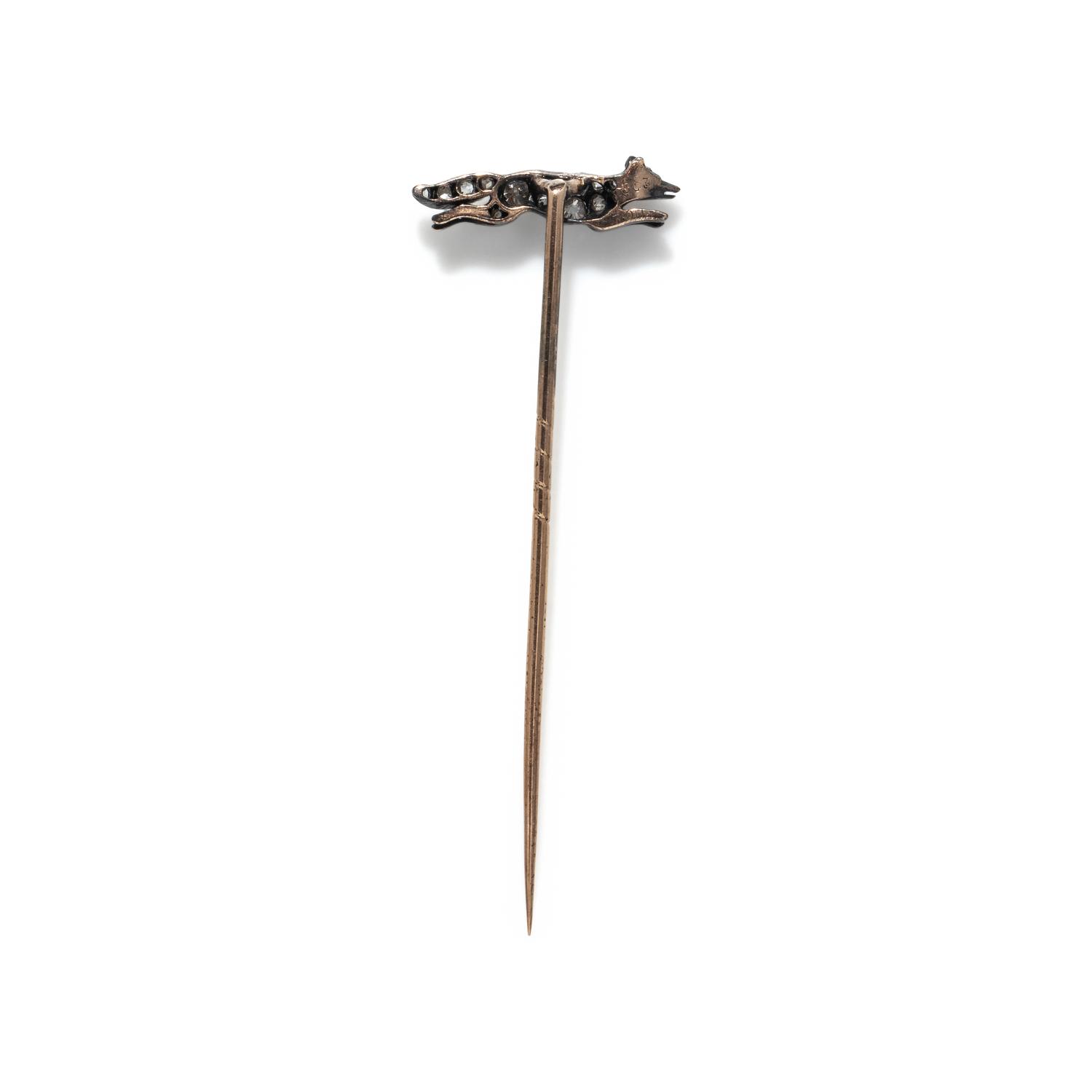 ANTIQUE, YELLOW GOLD, DIAMOND, AND RUBY TIE PIN