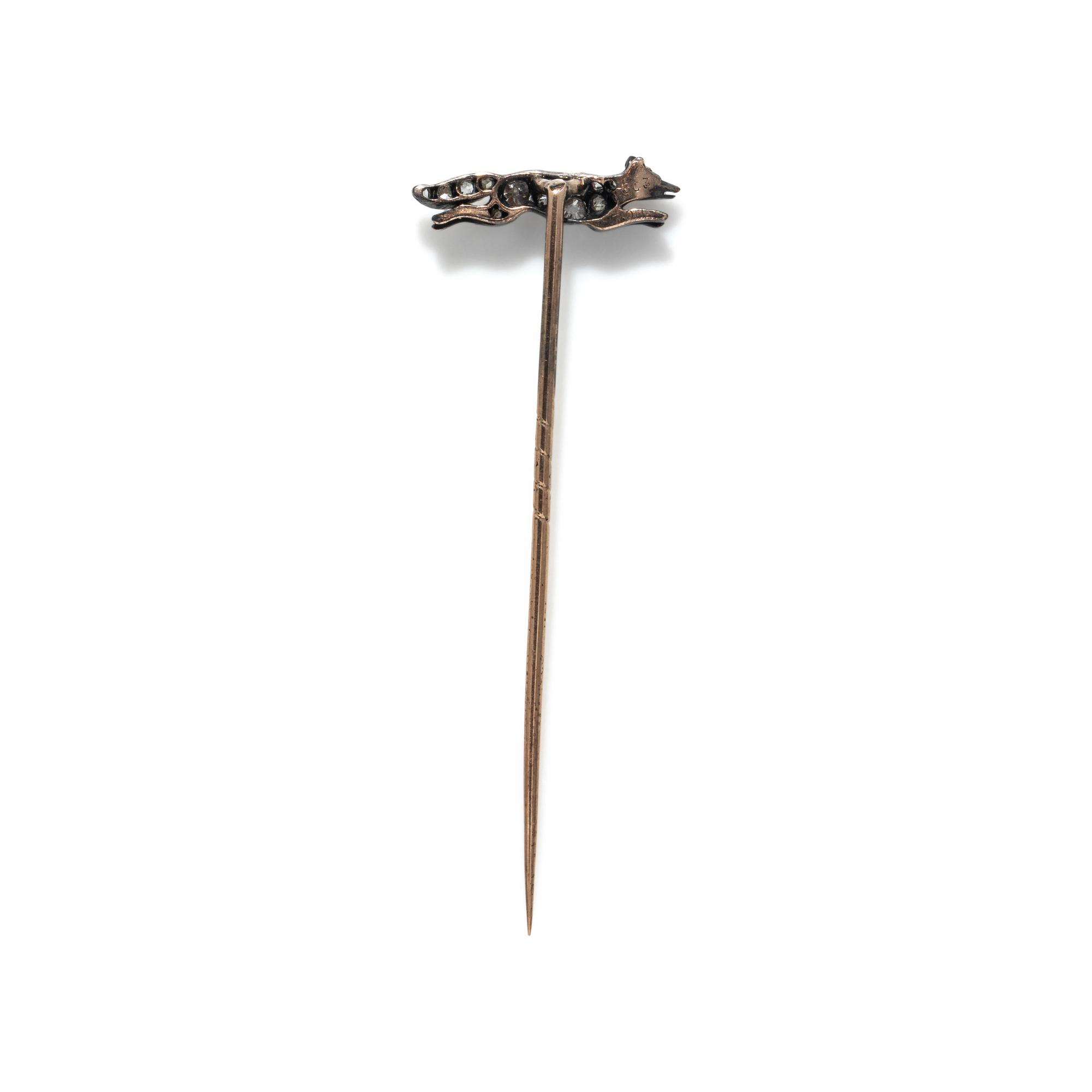 ANTIQUE, YELLOW GOLD, DIAMOND, AND RUBY TIE PIN