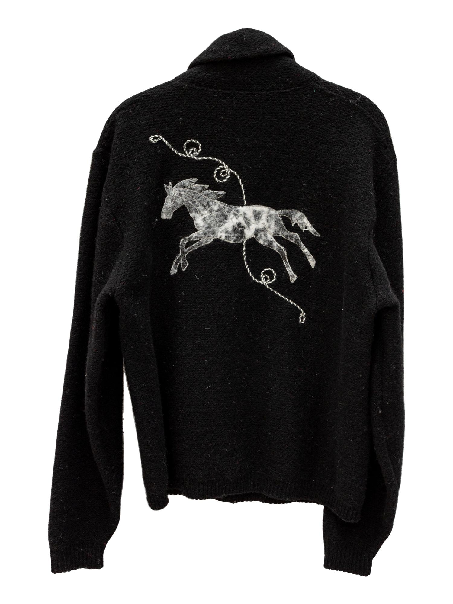 Five H Bar C Bronc-Shawl Wool Sweaters with horse and rope embellishments