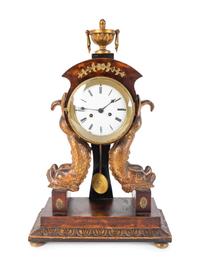 An Italian Empire Parcel-Gilt Walnut Mantel Clock — 19TH CENTURY