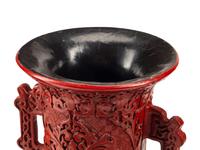 A Pair of Chinese Carved Red Lacquer Vases