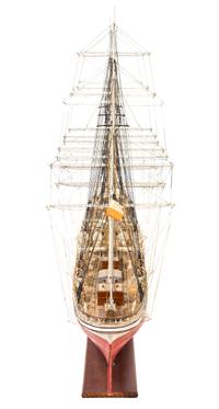 A Ship Model of "L'Avenir" Height of model 50 x length 82 1/2 inches.