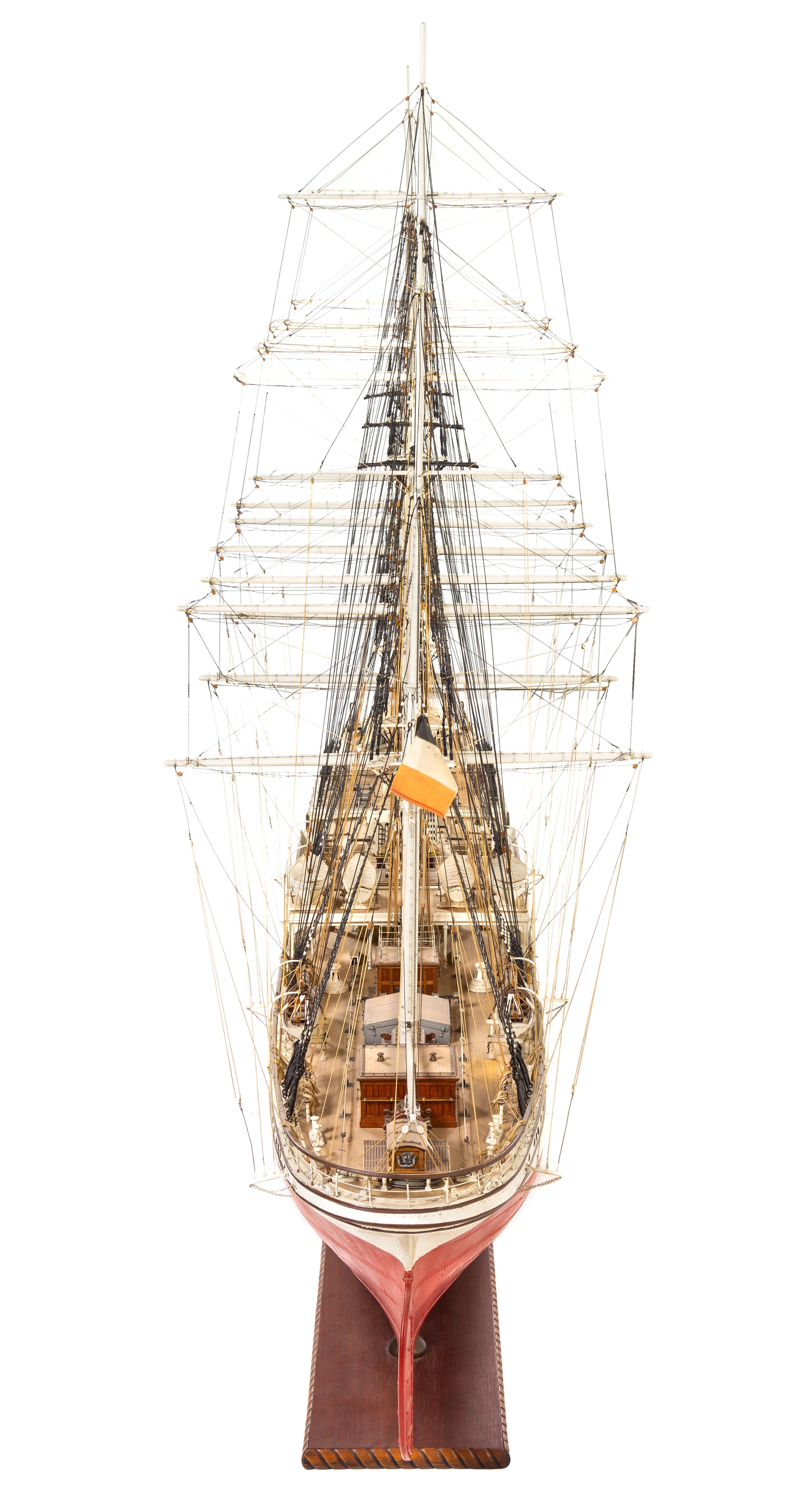 A Ship Model of "L'Avenir" Height of model 50 x length 82 1/2 inches.