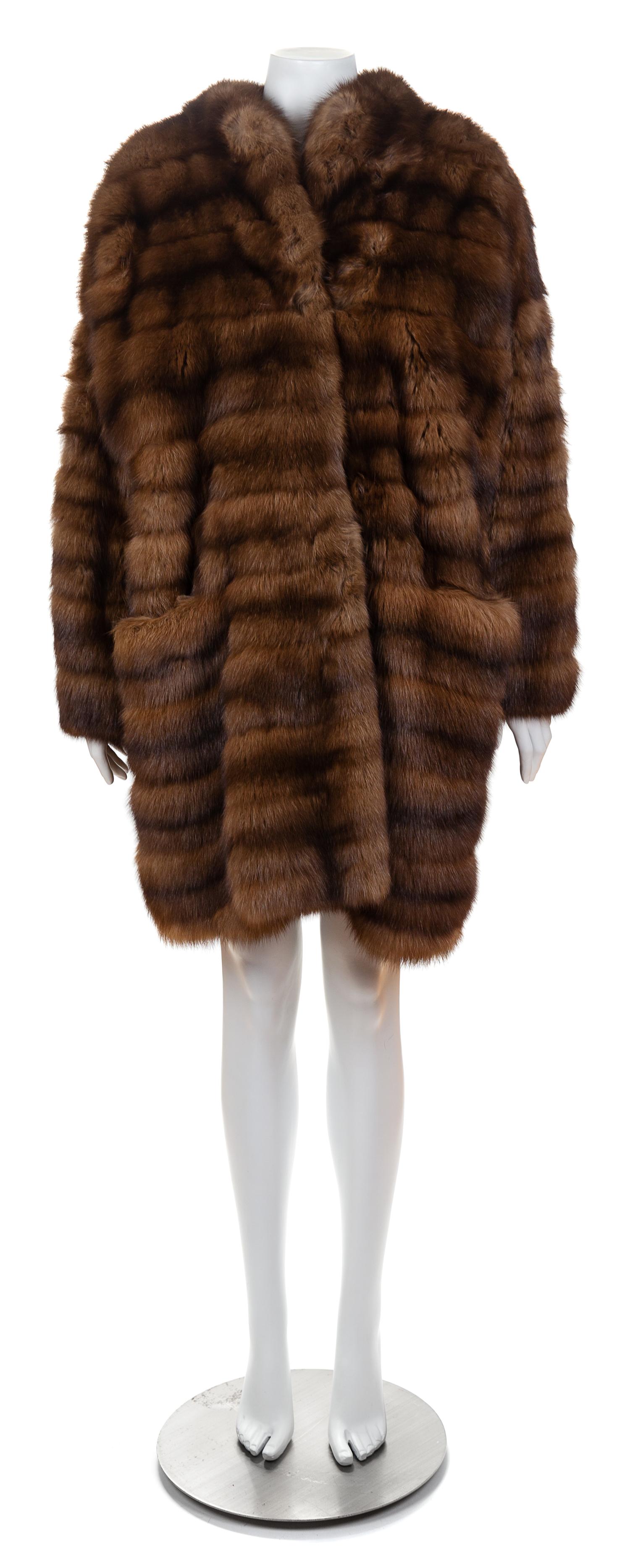 A Sable Horizontal Pelt Coat, No Size.