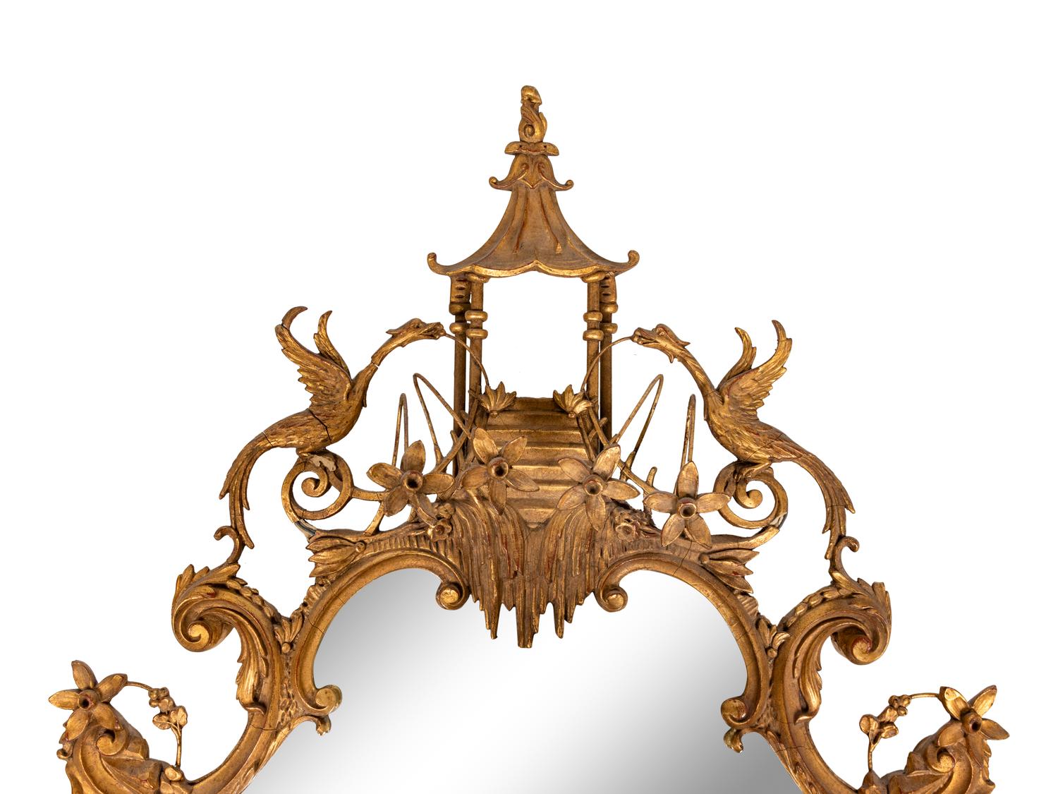 A Chinese Chippendale Style Giltwood Mirror