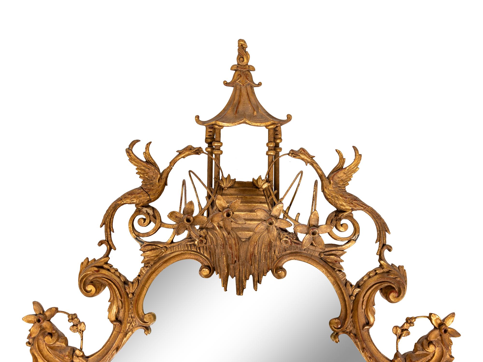 A Chinese Chippendale Style Giltwood Mirror