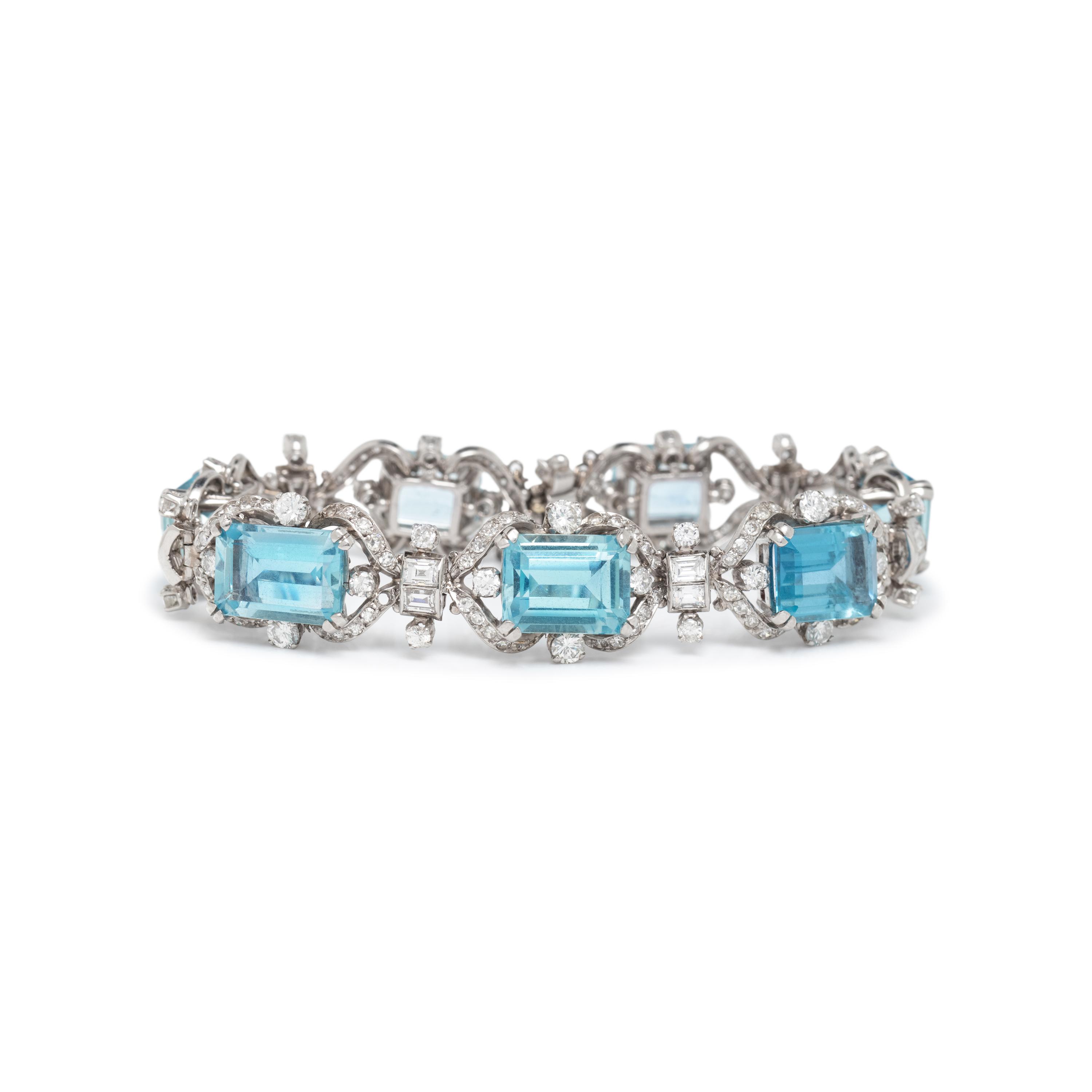 AQUAMARINE AND DIAMOND BRACELET