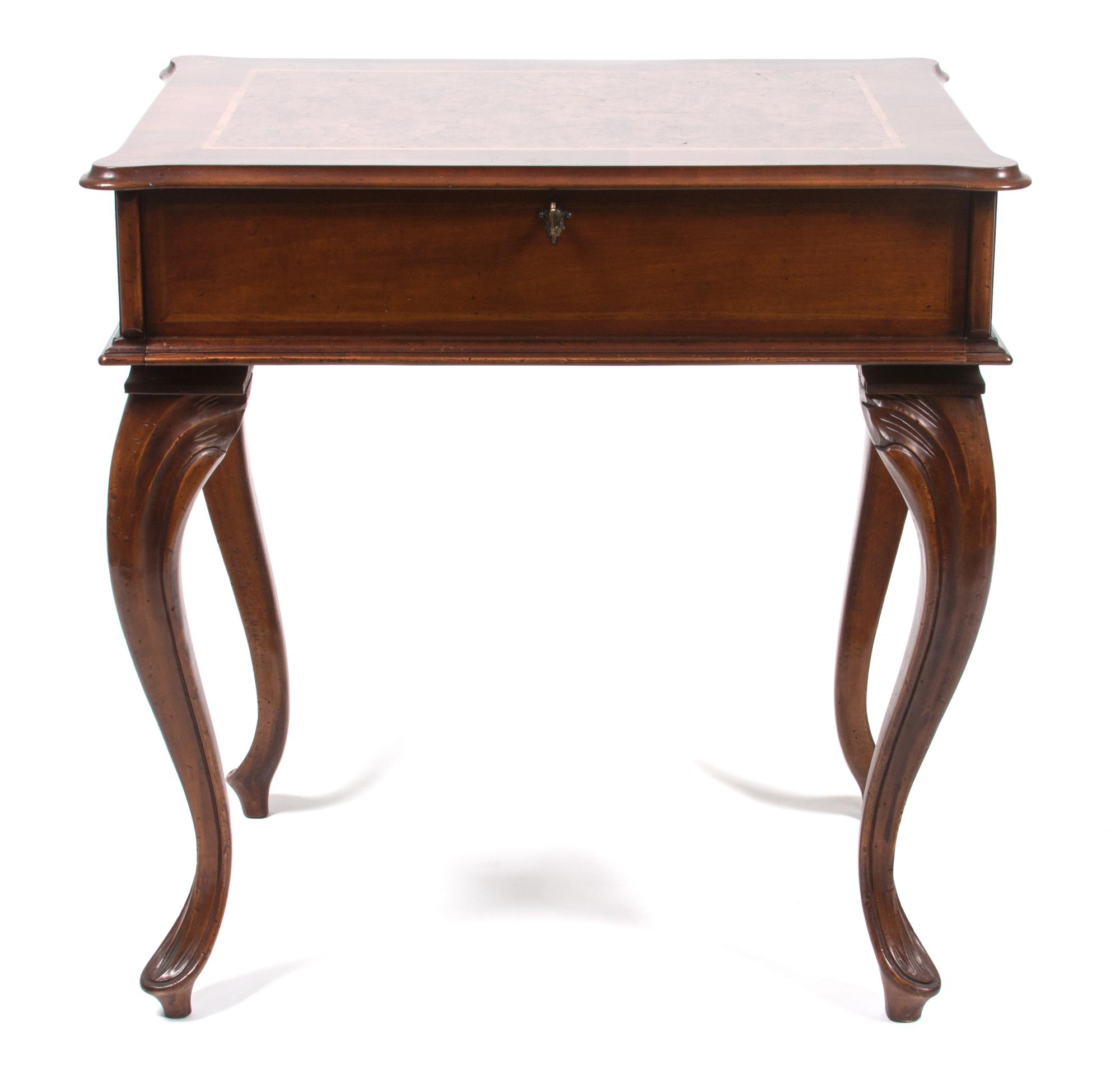 An Italian Parquetry Decorated Flip-Top Desk Height 30 x width 30 x depth 22 inches. — SECOND HALF 20TH CENTURY