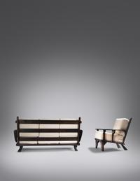 Drop-Arm Sofa and Lounge Chair, c. 1960 H.T. Cushman Manufacturing Company