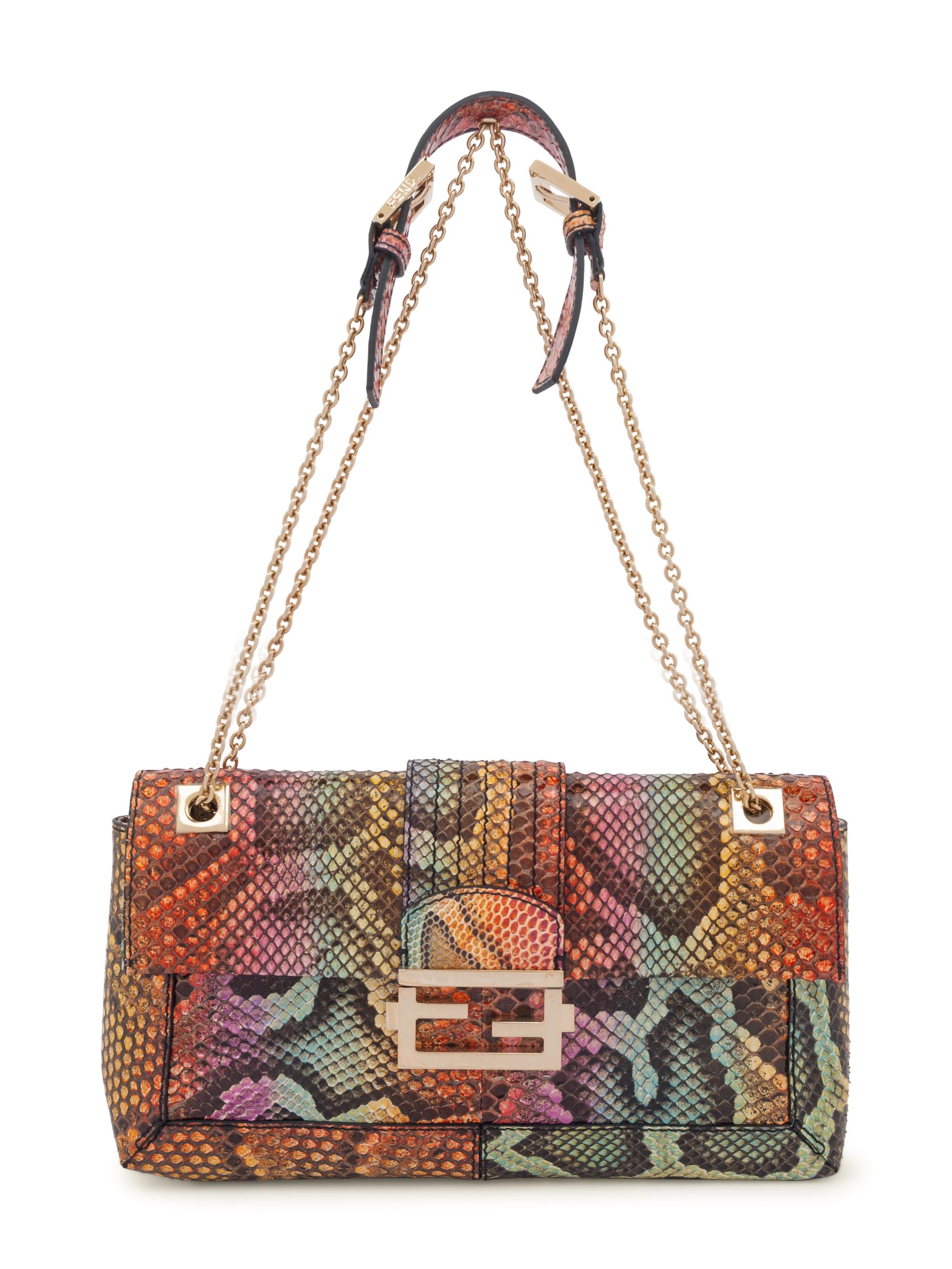 Fendi Rainbow Snakeskin Flap Bag, 2010s