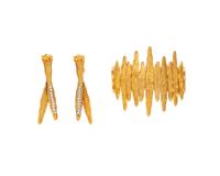 MAPAMENOS NATEPAS, YELLOW GOLD AND DIAMOND BRACELET AND EARRINGS