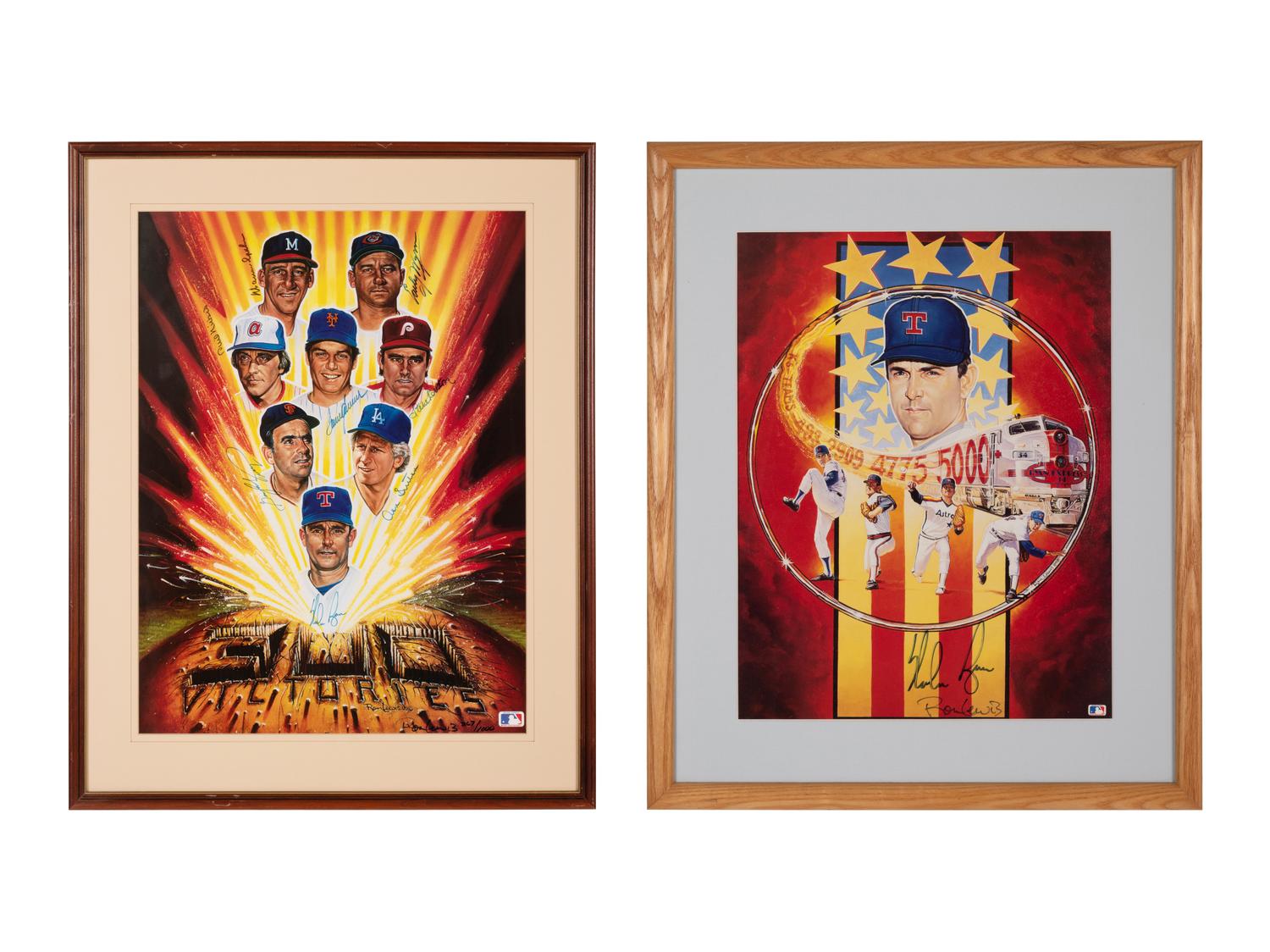A Group of Hall of Fame Pitcher Signed Autograph Ron Lewis Prints (Including 300 Wins Print, Beckett Authentication Services Letters BAS Certified),