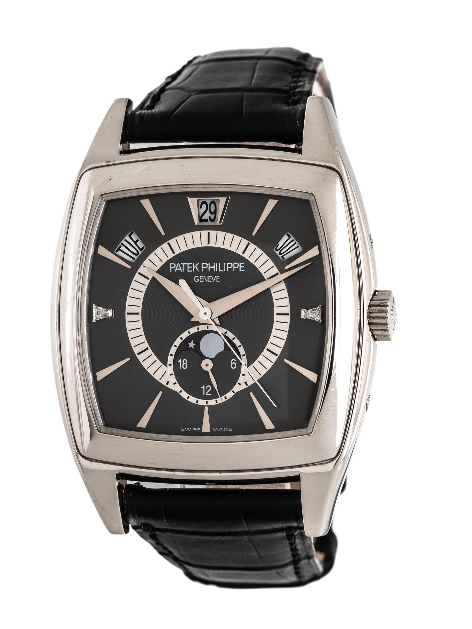 Patek Philippe, Ref. 5135P, Platinum Annual Calendar Moonphase Watch, with Box, Manuals, and Extract from the Archives