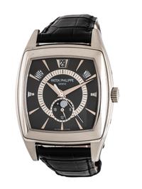 Patek Philippe, Ref. 5135P, Platinum Annual Calendar Moonphase Watch, with Box, Manuals, and Extract from the Archives