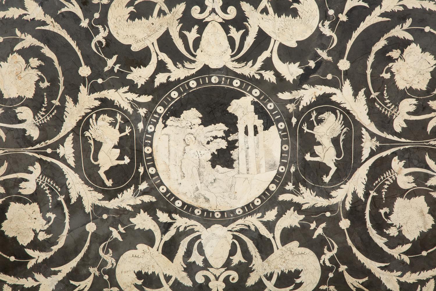 An Italian Black and White Scagliola Table Top