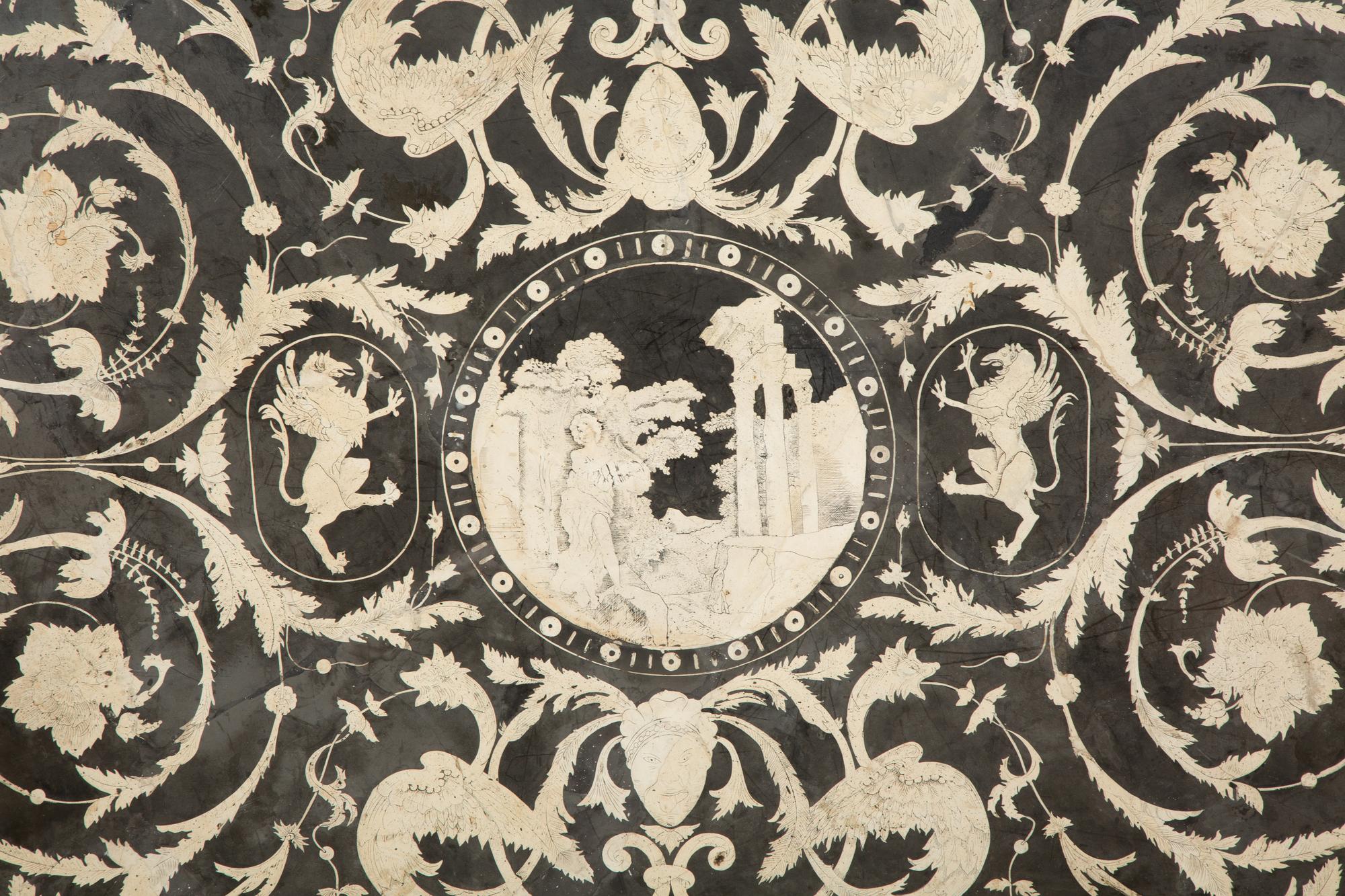 An Italian Black and White Scagliola Table Top