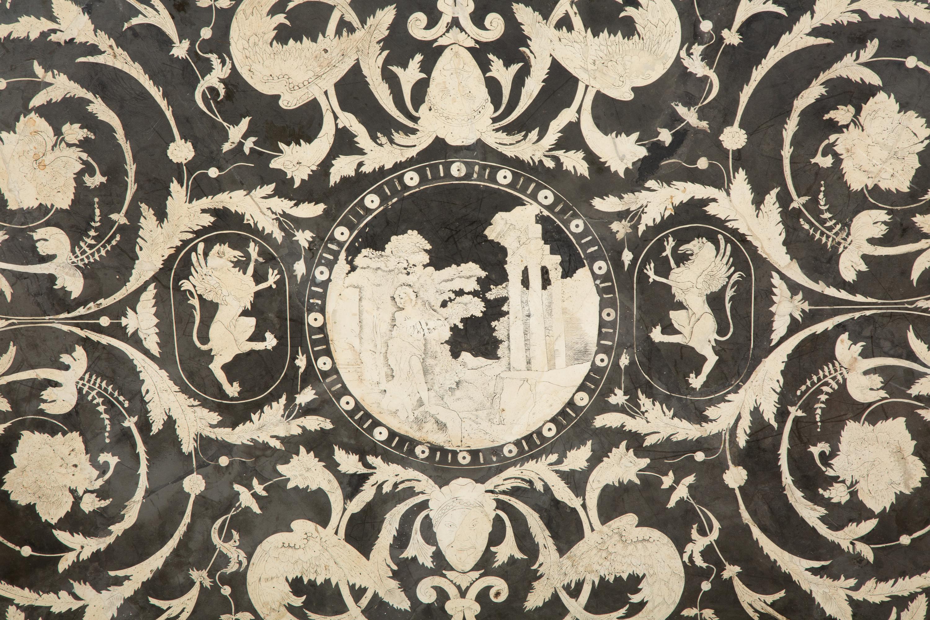 An Italian Black and White Scagliola Table Top