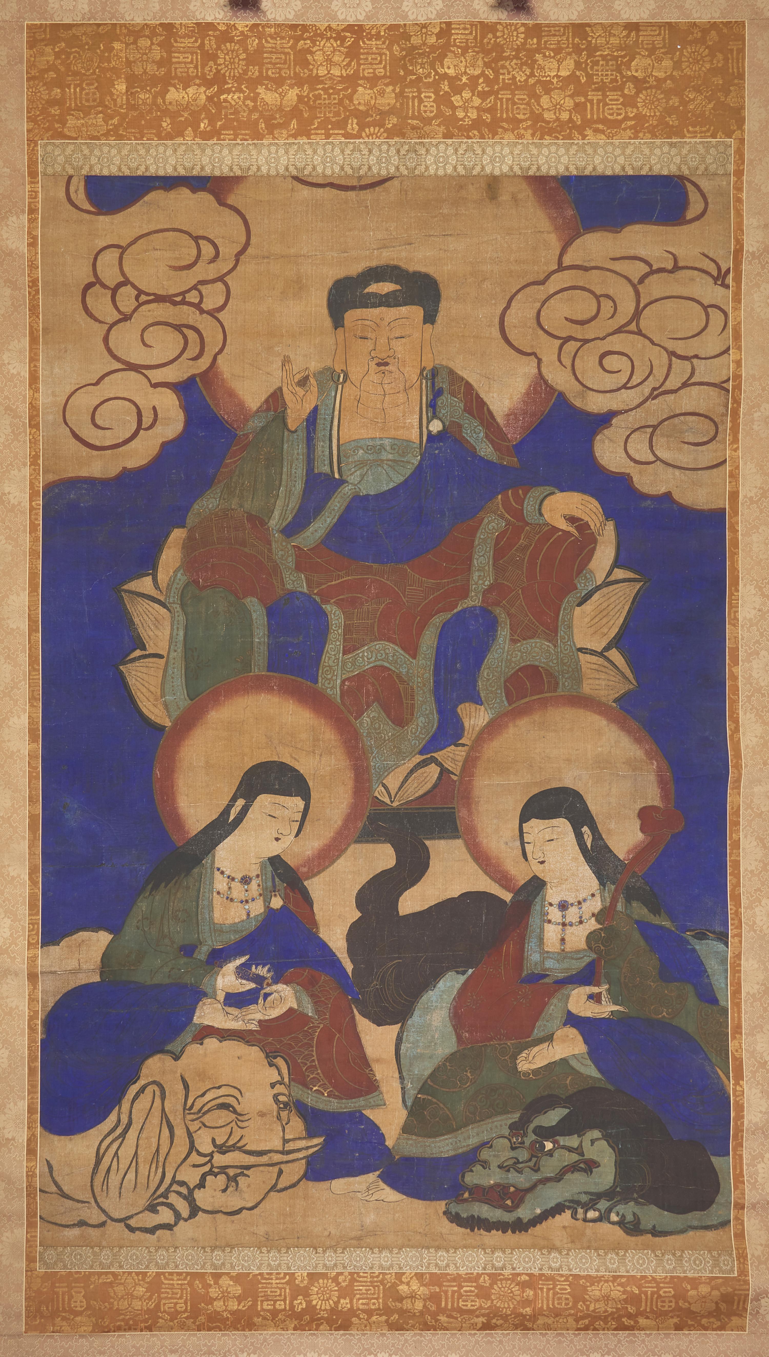A Korean Buddhist Triad Scroll Painting, Joseon Dynasty 朝鮮佛畫