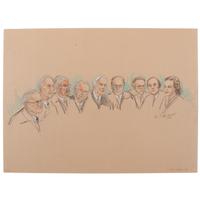 Joan Andrew, Washington Post and CNN Sketch Artist,Nine Original Sketches of Supreme Court Justices, 1981-1983