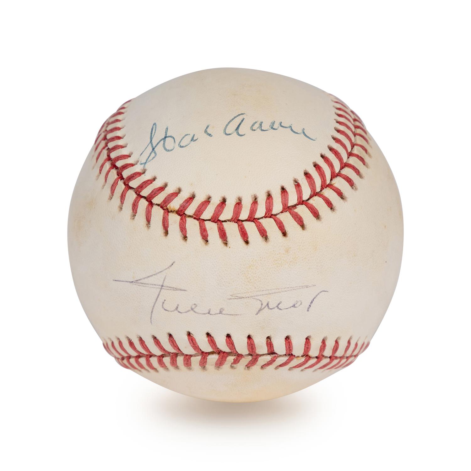 A Willie Mays and Hank Aaron Dual Signed Autograph Baseball (Beckett Authentication Services Letter),