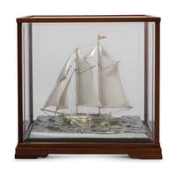 A Japanese Silver Model of a Yacht