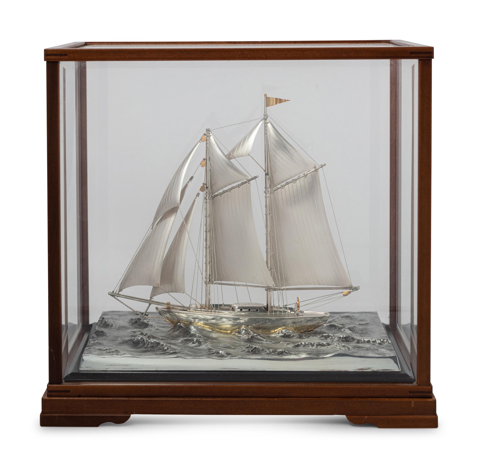 A Japanese Silver Model of a Yacht