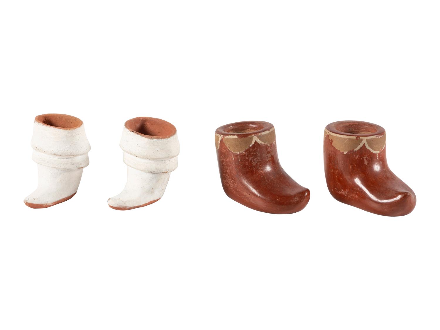 Two Pairs of Pottery Moccasins