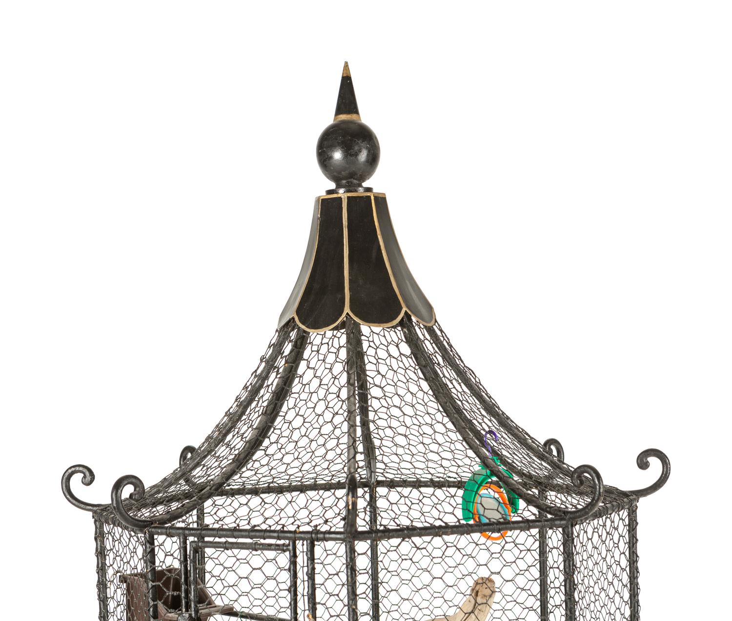 A Chinese Style Bird Cage and Stand