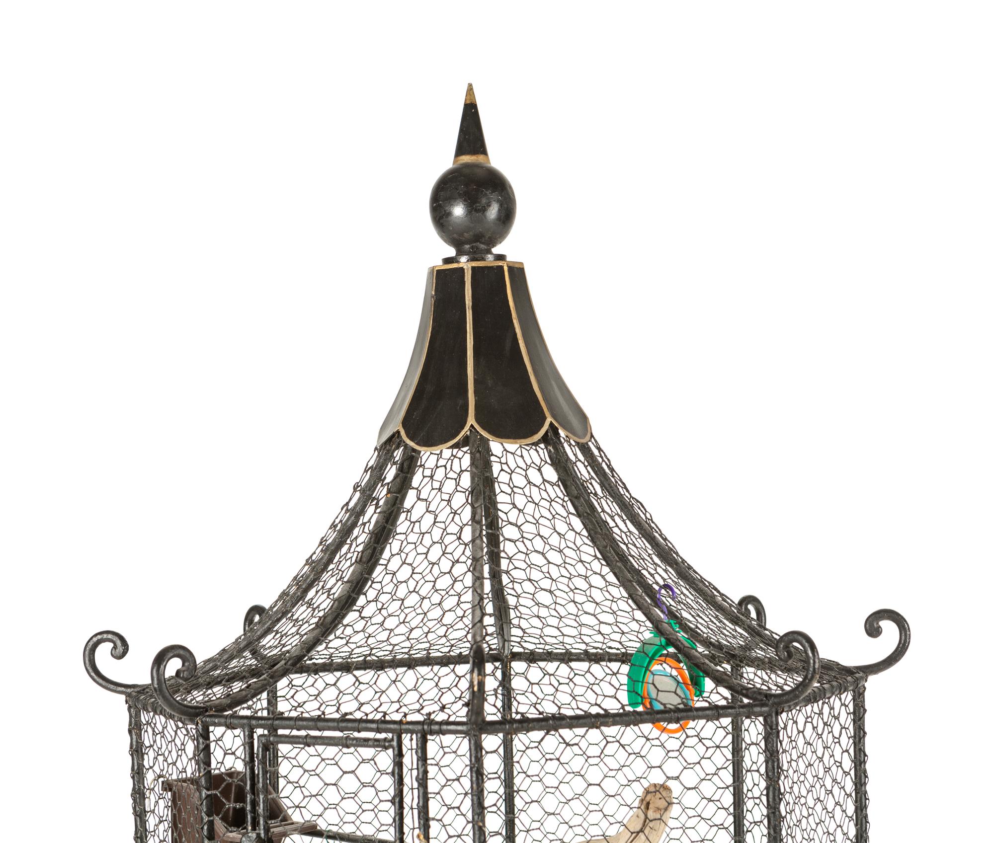 A Chinese Style Bird Cage and Stand