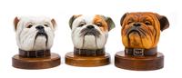 Three Boehm Bulldog Heads Height of tallest overall 7 3/4 inches.