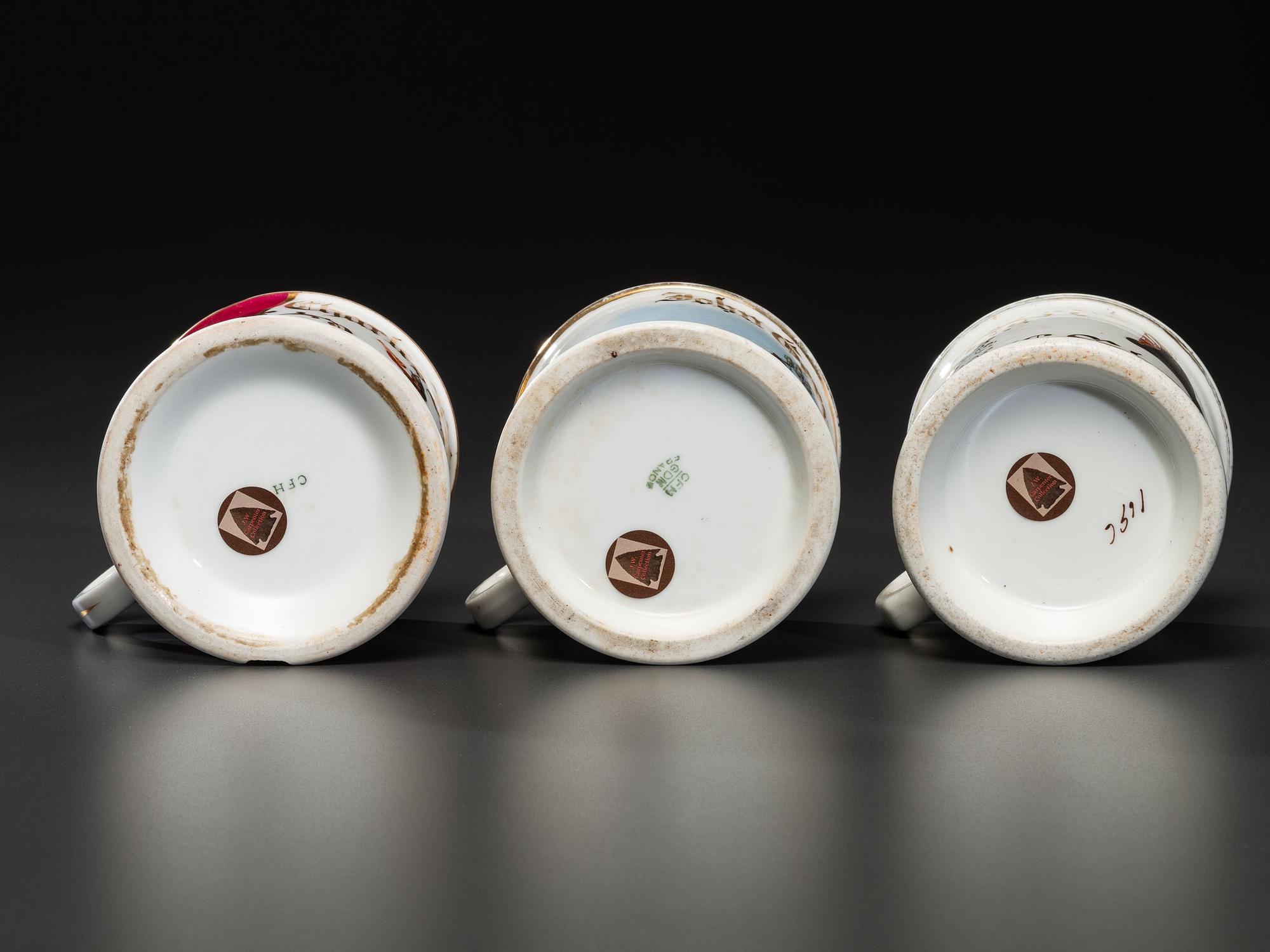 Three Fireman's Porcelain Occupational Shaving Mugs