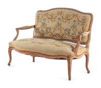 A Louis XV Style Needlepoint-Upholstered Settee