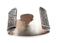 Tufa Cast Silver Cuff Bracelet, set with Turquoise and Opal