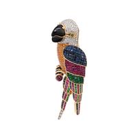 DIAMOND AND MULTIGEM PARROT BROOCH
