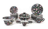 A Chinese Famille Noire Porcelain Part Dinner Service — 20TH CENTURY