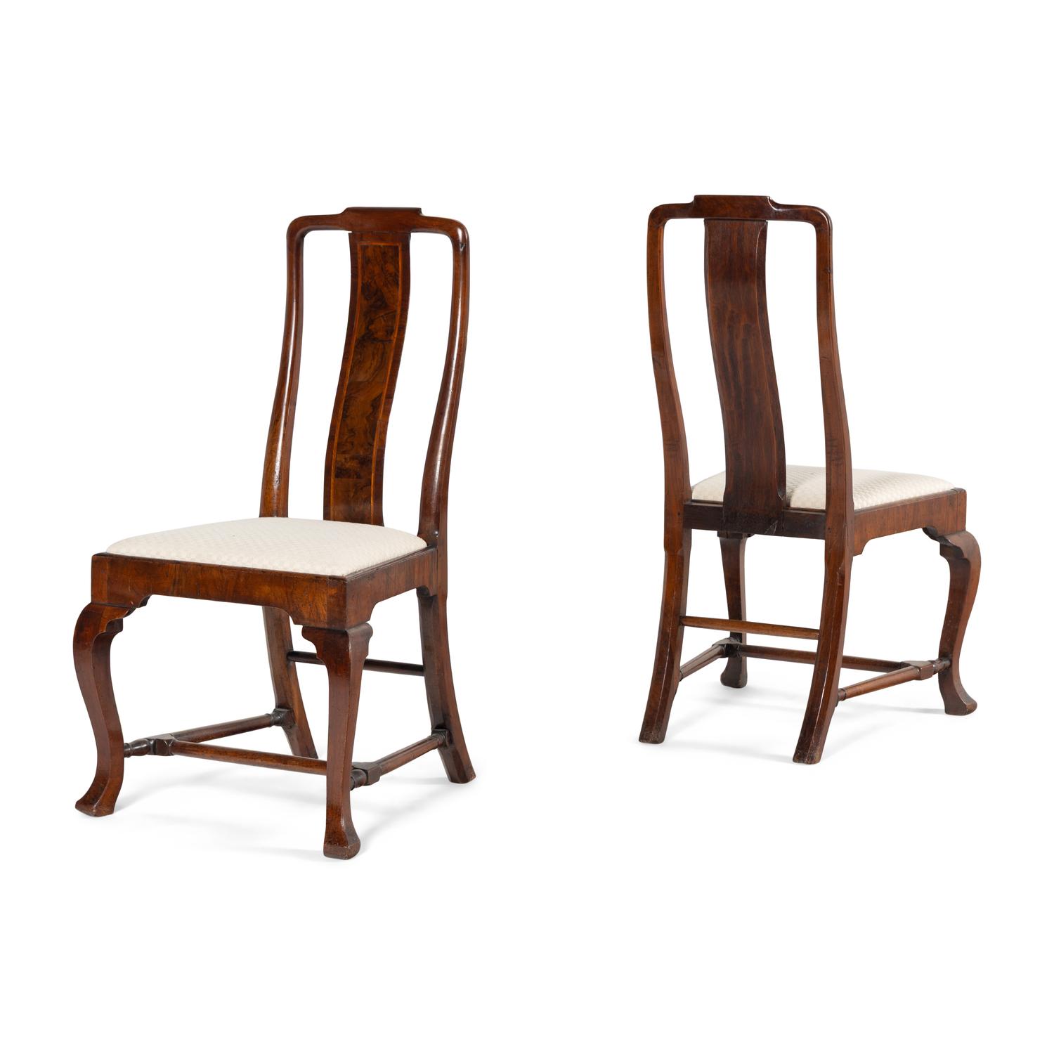 A Pair of Queen Anne Walnut Side Chairs
