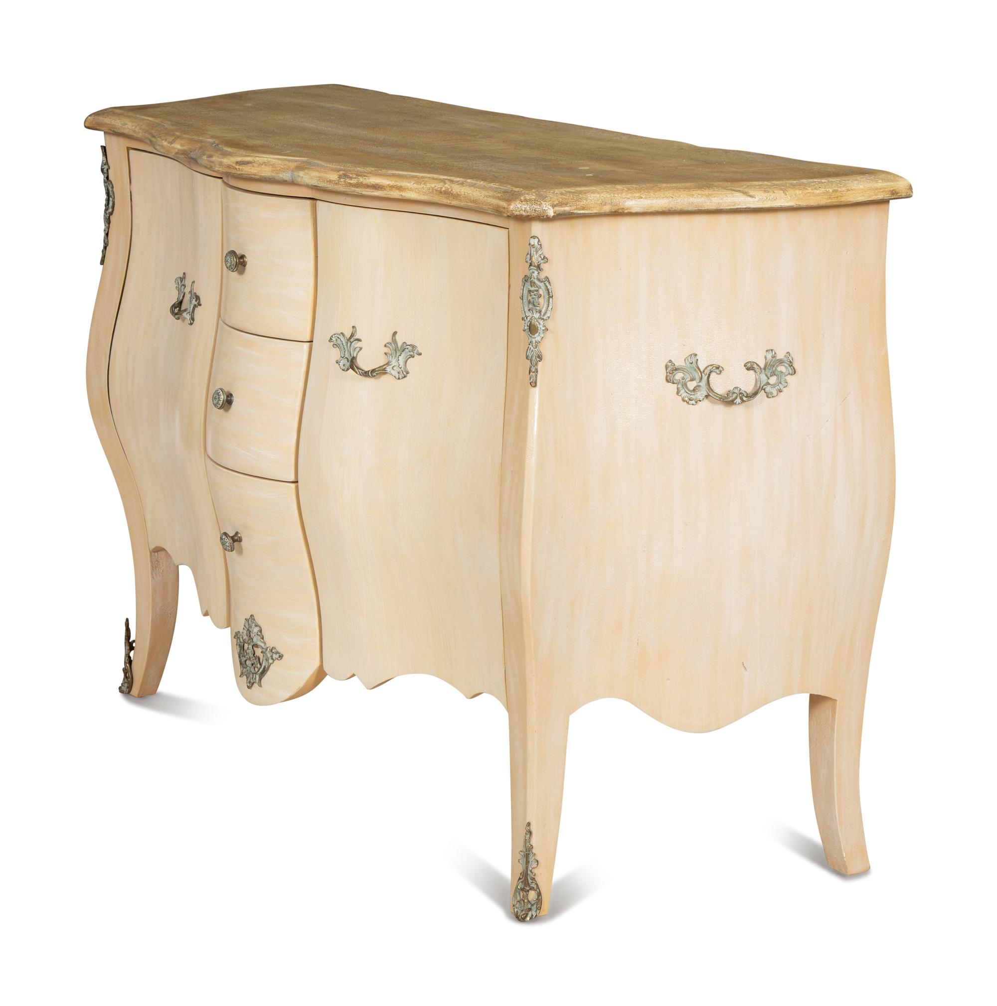 A Painted and Parcel-Gilt Bombé Commode