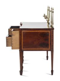 A George III Style Brass Mounted Mahogany and Marquetry Sideboard