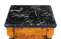 A Pair of Empire Style Part-Ebonized Marble-Top Bedside Tables