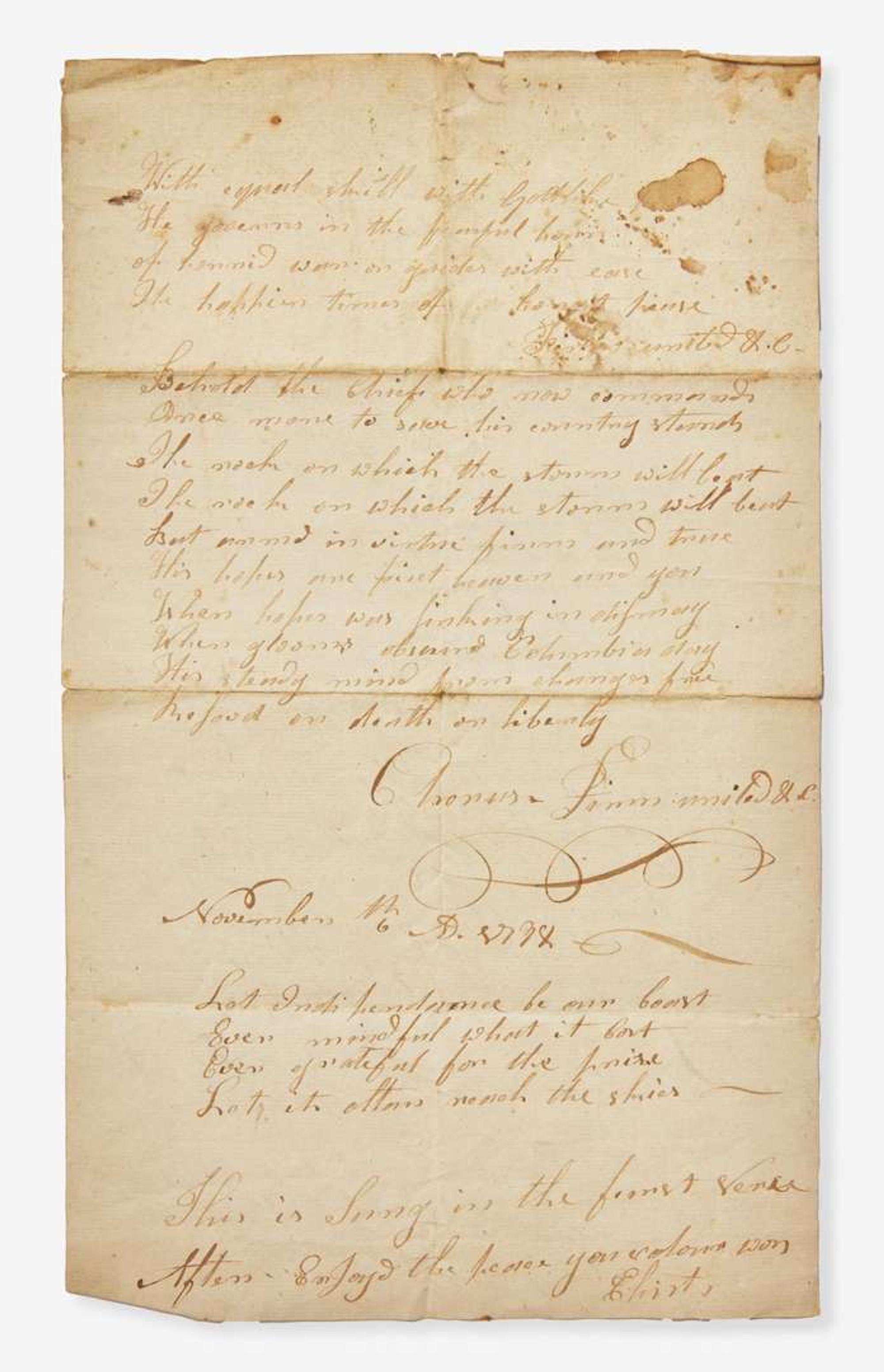 [Americana] [Hail Columbia] Manuscript Document