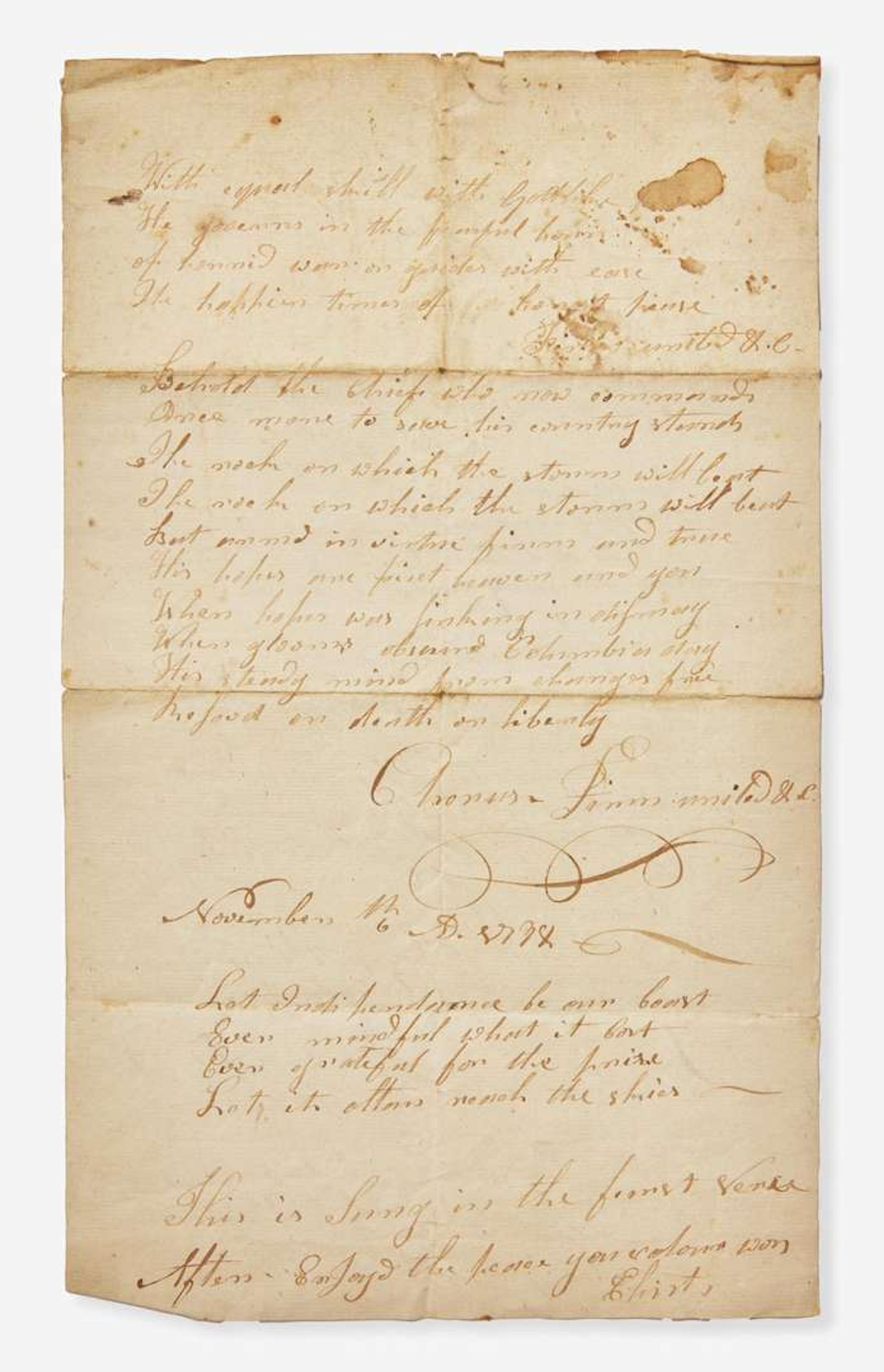 [Americana] [Hail Columbia] Manuscript Document
