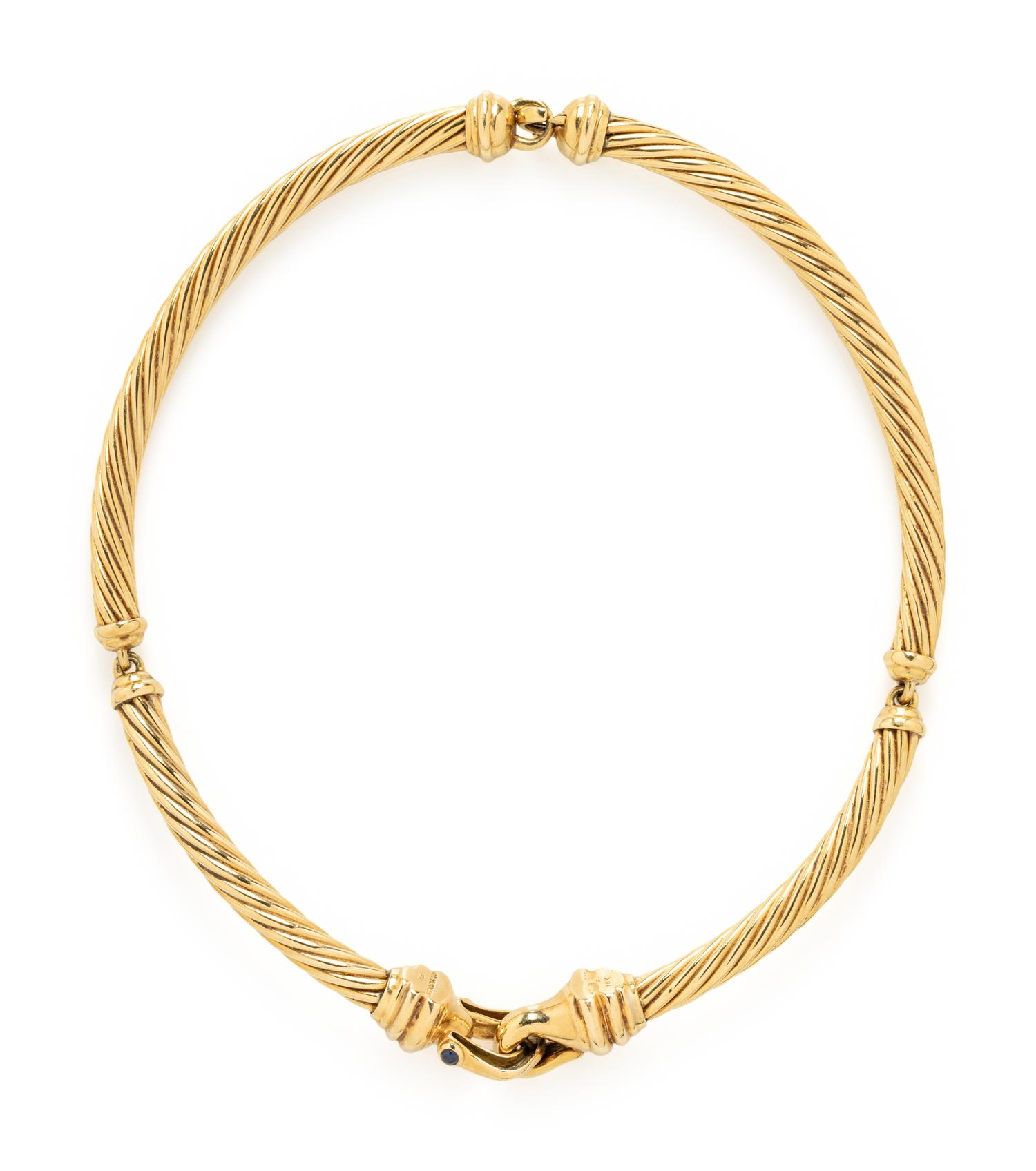 DAVID YURMAN, YELLOW GOLD AND SAPPHIRE TORQUE NECKLACE