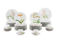 An Hermes Jardin des Orchidess Porcelain Dinner Service — 20TH CENTURY