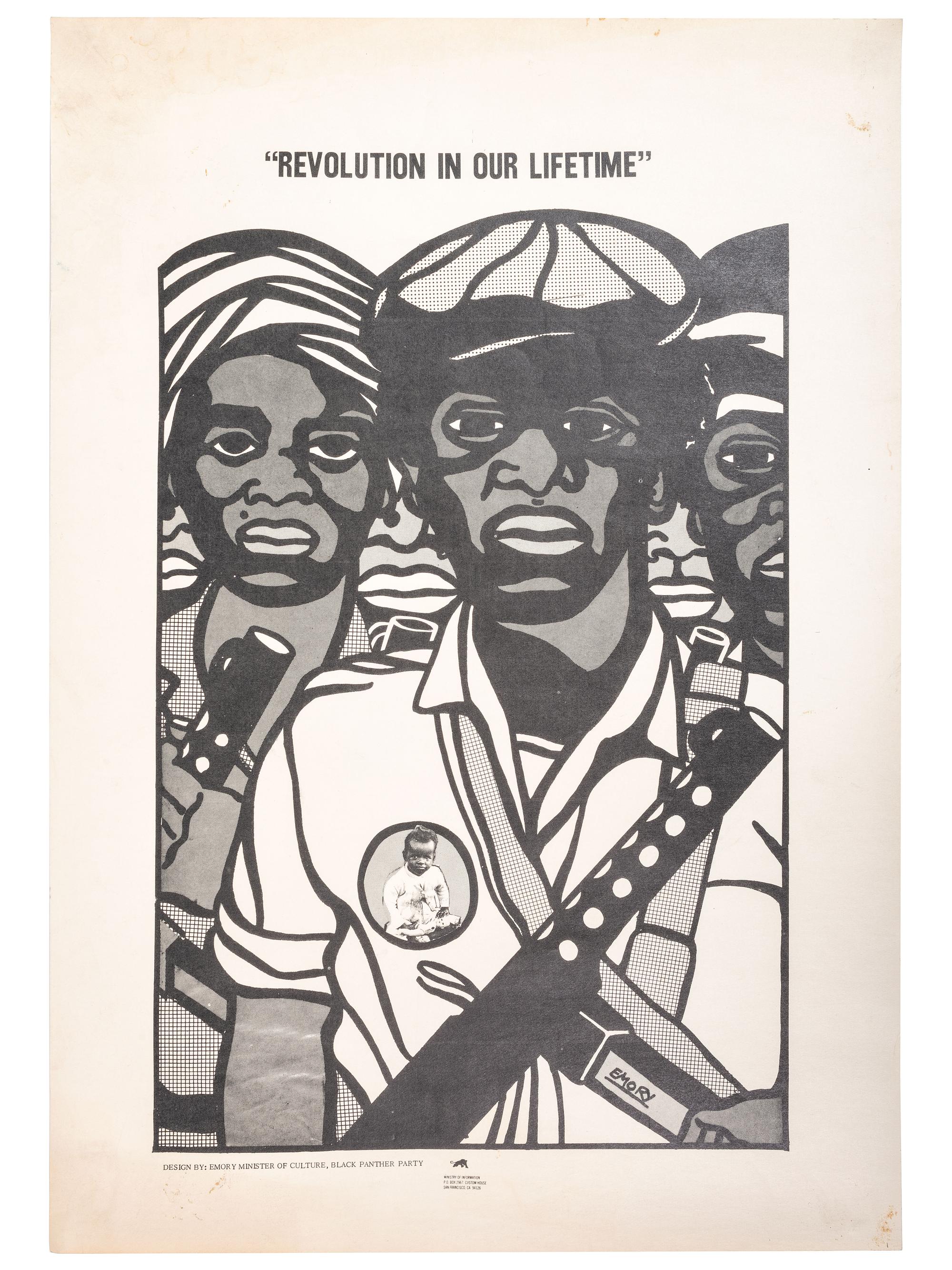 [BLACK PANTHERS]. DOUGLAS, Emory, artist. " Revolution in our Lifetime ." San Francisco, CA: Black Panther Party, ca 1970.
