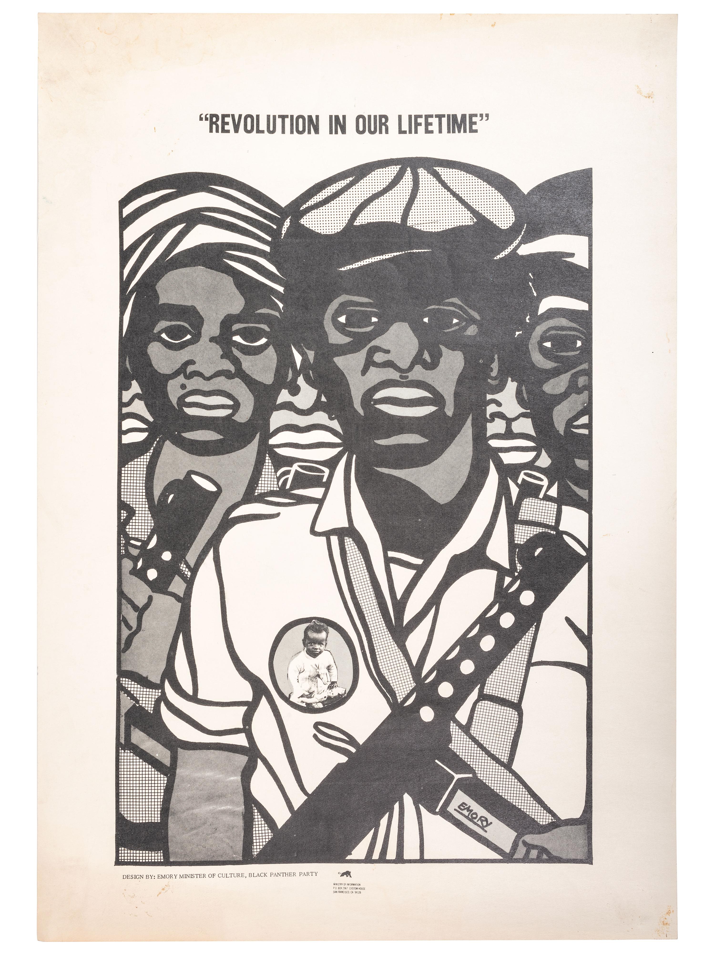 [BLACK PANTHERS]. DOUGLAS, Emory, artist. " Revolution in our Lifetime ." San Francisco, CA: Black Panther Party, ca 1970.