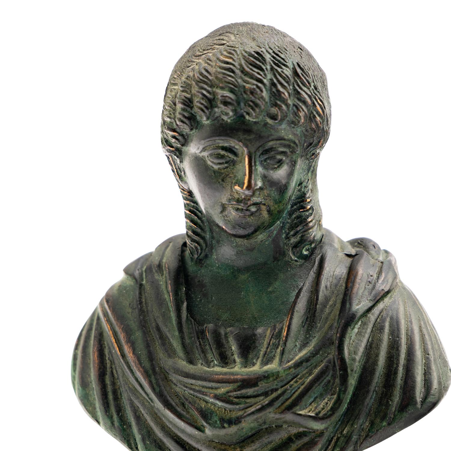 Three Grand Tour Bronze Busts with Marble Bases