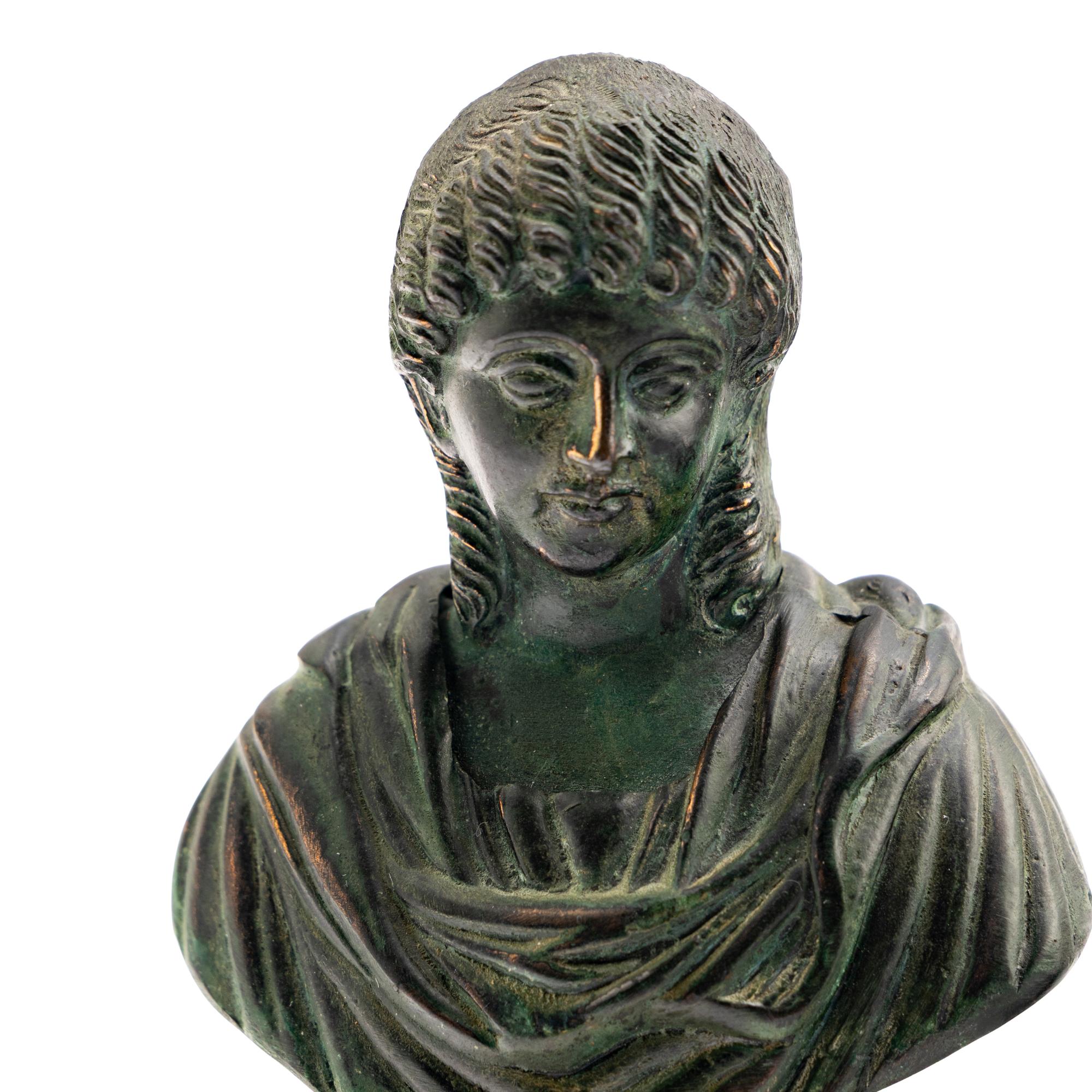 Three Grand Tour Bronze Busts with Marble Bases