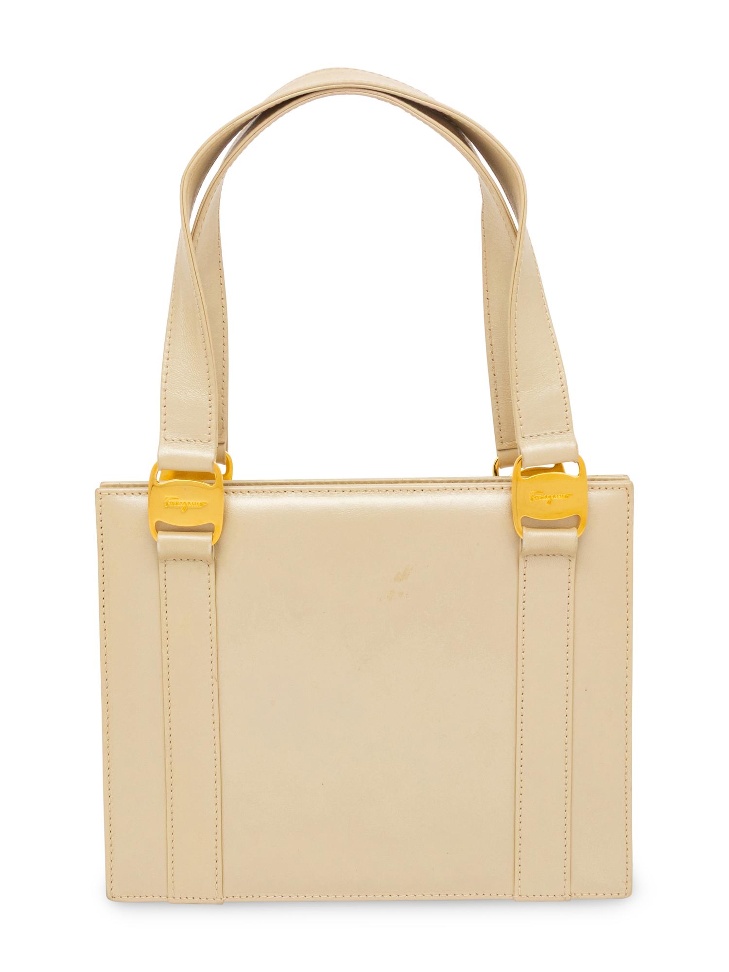 Ferragamo, Taupe Leather Handbag