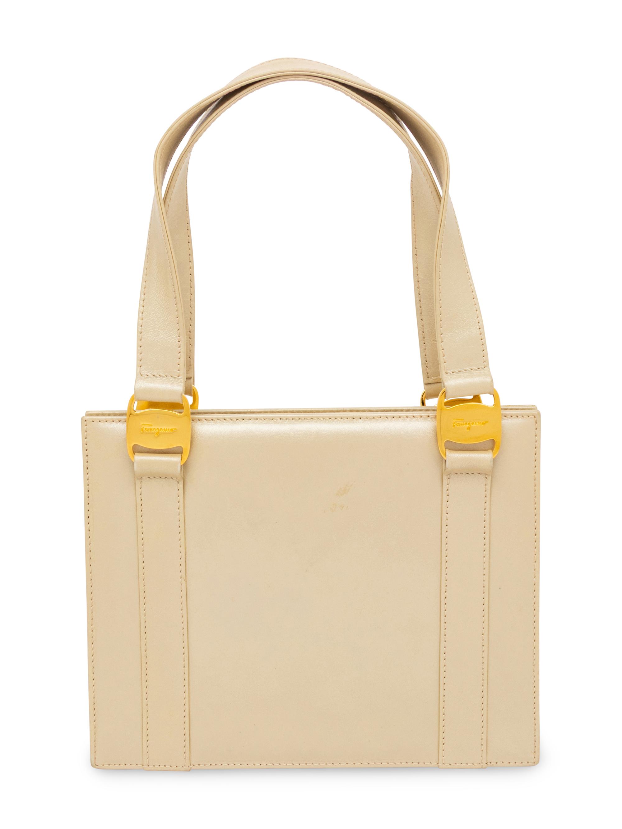 Ferragamo, Taupe Leather Handbag